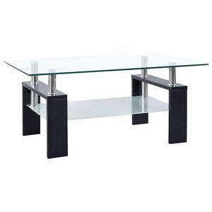 vidaXL Konferenčn&yacute; stol&iacute;k čierny a priesvitn&yacute; 95x55x40 cm tvrden&eacute; sklo