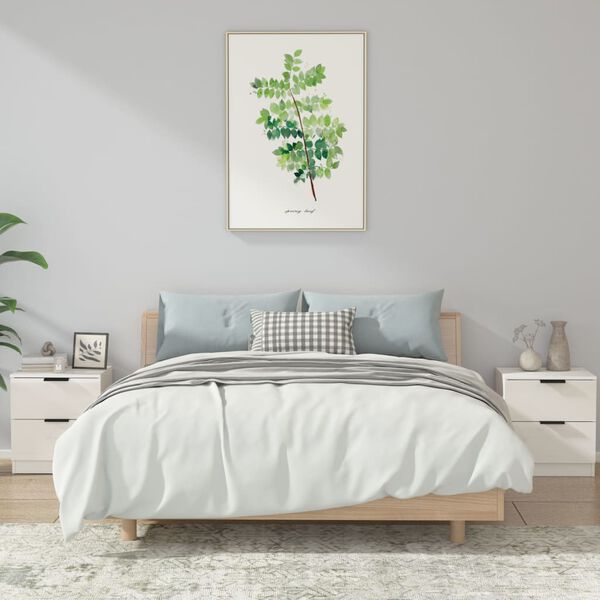 vidaXL Nočné stolíky 2 ks lesklé biele spracované drevo