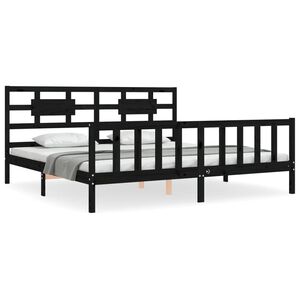 vidaXL Posteľn&yacute; r&aacute;m s čelom čierny 200x200 cm mas&iacute;vne drevo