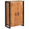 vidaXL Vysok&aacute; skrinka so dverami Hned&aacute; Mas&iacute;vna ak&aacute;ciov&aacute; drevo a kov