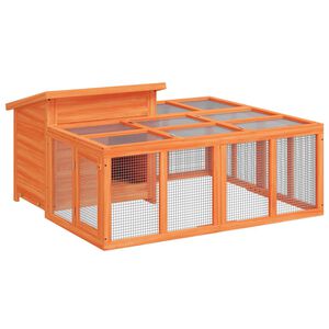 vidaXL Kr&aacute;lik&aacute;reň hned&aacute; 144x123x67,5 cm mas&iacute;vna borovica