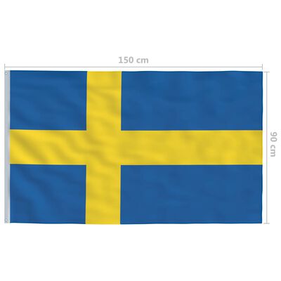 vidaXL Vlajka Švédsko 90x150 cm