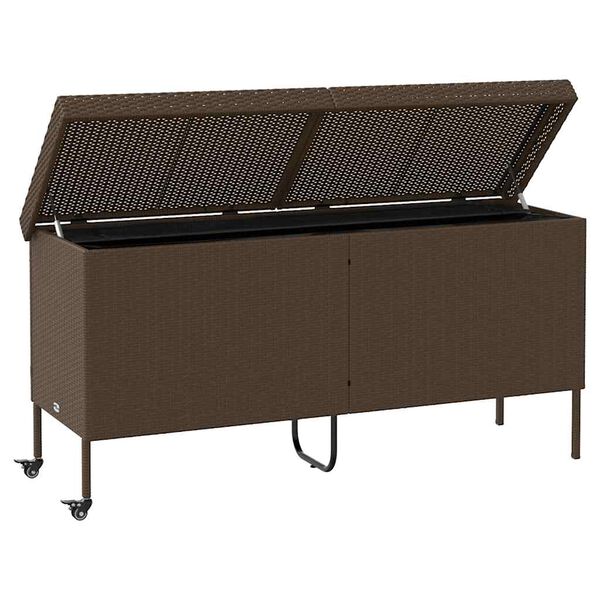 vidaXL Z&aacute;hradn&yacute; &uacute;ložn&yacute; box s kolieskami Hned&yacute; 160x55x75 cm Poly Rattan