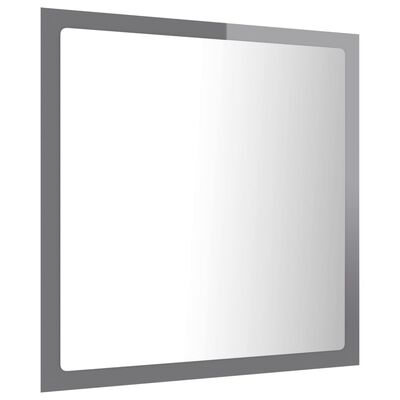 vidaXL Kúpeľňové zrkadlo s LED, lesklé sivé 40x8,5x37cm, drevotrieska