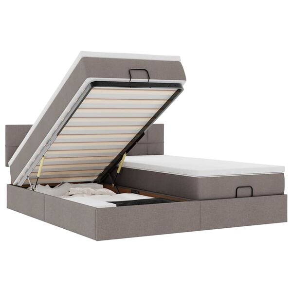 vidaXL Osmansk&yacute; r&aacute;m postele s matracmi sivohned&aacute; 200x200 cm l&aacute;tka