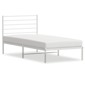 vidaXL Kovov&yacute; r&aacute;m postele bez matraca s čelom biely 75x190cm