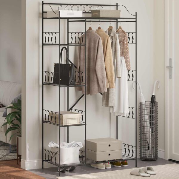 vidaXL Otvoren&aacute; skriňa s poličkou Čierna 101 x 43 x 188 cm Oceľ