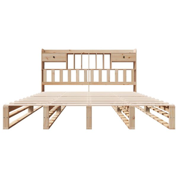 vidaXL Posteľ s knižnicou bez matraca 180x200 cm borovicov&yacute; mas&iacute;v