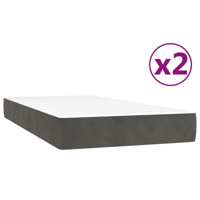 vidaXL Posteľný rám boxspring s matracom tmavosivý 200x200 cm zamat