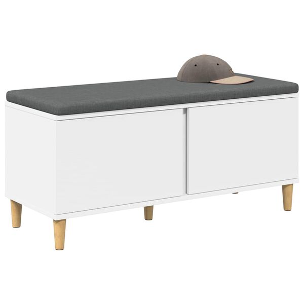 vidaXL Predsieňov&aacute; lavica s vank&uacute;&scaron;om s dverami Biela 100 x 38 x 46 cm