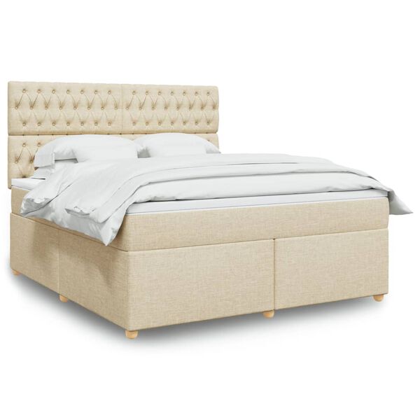 vidaXL Posteľn&yacute; r&aacute;m boxspring s matracom kr&eacute;mov&yacute; 180x200 cm l&aacute;tka