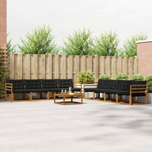 vidaXL Z&aacute;hradn&aacute; s&uacute;prava gaučov s vank&uacute;&scaron;om 9 pcs Pr&iacute;rodn&aacute; a čierna