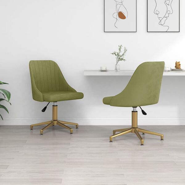 vidaXL Otočn&eacute; jed&aacute;lensk&eacute; stoličky 2 ks bledozelen&eacute; zamatov&eacute;