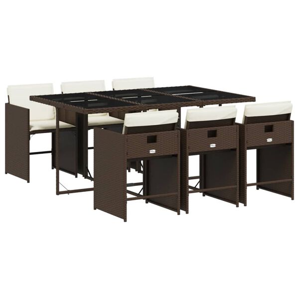 vidaXL 7-dielna z&aacute;hradn&aacute; jed&aacute;lensk&aacute; s&uacute;prava a vank&uacute;&scaron;e hned&aacute; polyratan