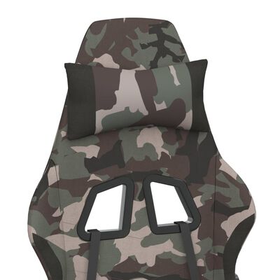vidaXL Masážna herná stolička s podnožkou, čierna a maskáčová, látka