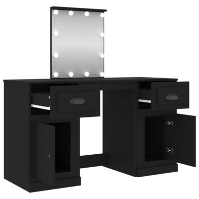 vidaXL Toaletný stolík s LED čierny 130x50x132,5 cm