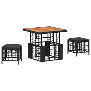 vidaXL Z&aacute;hradn&yacute; jed&aacute;lensk&yacute; set s vank&uacute;&scaron;om 3 pcs Čierna a &Scaron;ed&aacute;