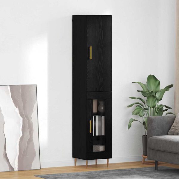 vidaXL Highboard 2 pcs Čierny dub Kompozitn&eacute; drevo