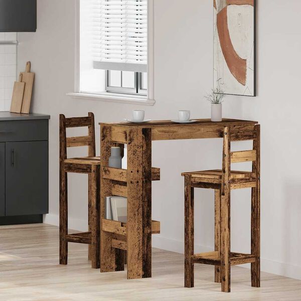 vidaXL Nástenný barový stôl Old Wood 102x45x103,5 cm Engineered Wood