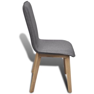 vidaXL Jedálenské stoličky 6 ks, svetlosivé, látka a dubový masív