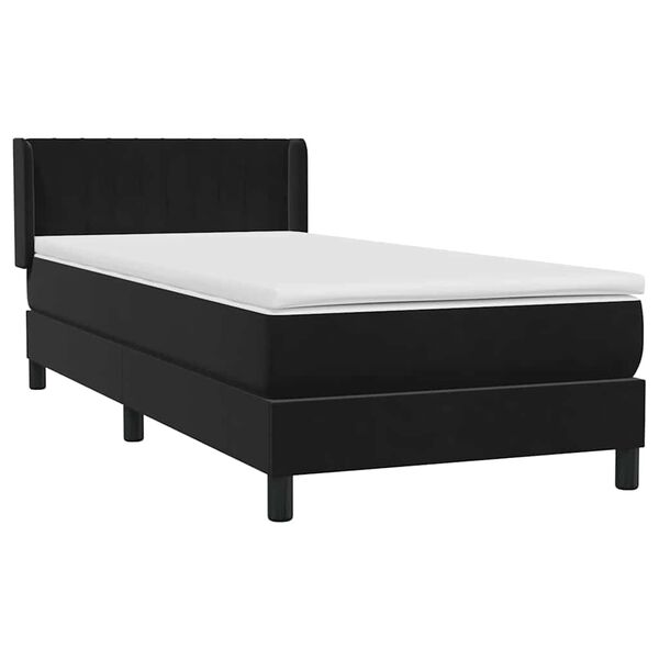 vidaXL Posteľn&yacute; r&aacute;m boxspring s matracom čierny 90x210 cm zamat