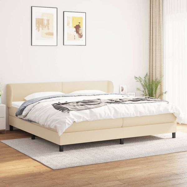 vidaXL Boxspring posteľ s matracom kr&eacute;mov&aacute; 200x200 cm l&aacute;tka