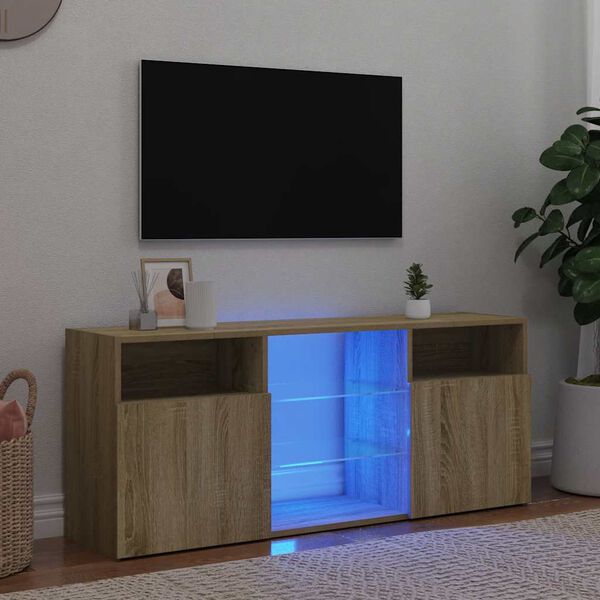 vidaXL TV skrinka s LED svetlami dub sonoma 120x30x50 cm