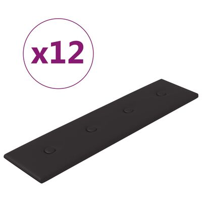 vidaXL Nástenné panely 12 ks čierne 60x15 cm umelá koža 1,08 m²