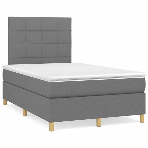 vidaXL Boxspring posteľ s matracom a LED, tmavosiv&aacute; 120x190 cm, l&aacute;tka