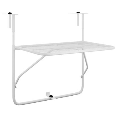 vidaXL Balkónový stôl biely 60x40 cm oceľ