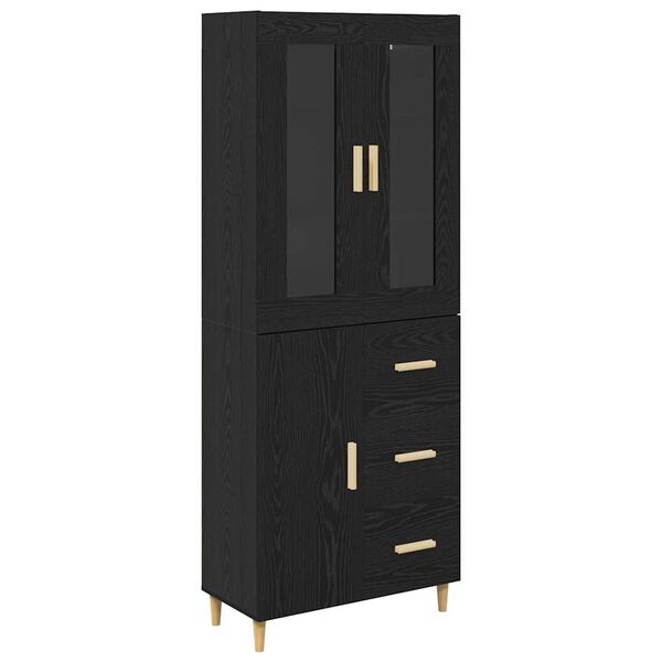 vidaXL Highboard Čierny dub 69,5 x 34 x 180 cm Kompozitné drevo