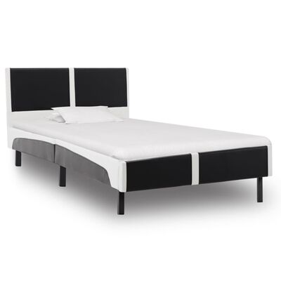 vidaXL Rám postele čierno-biely umelá koža 90x200 cm