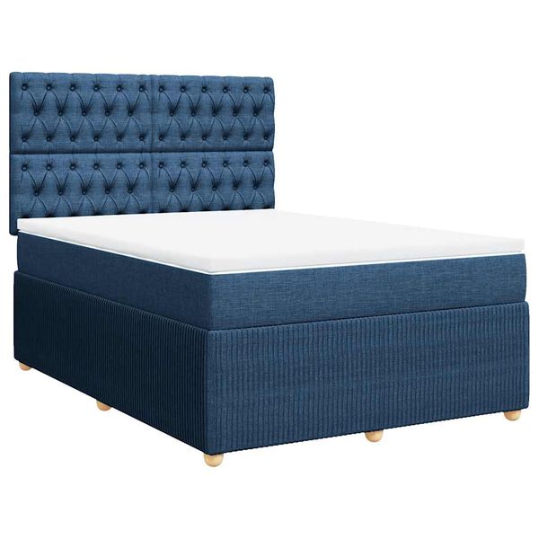 vidaXL Boxspring posteľ s matracom modr&yacute; 140x190 cm l&aacute;tka