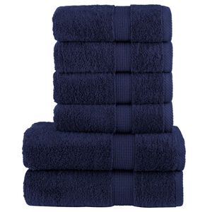 vidaXL 6-dielna pr&eacute;miov&aacute; sada uter&aacute;kov SOLUND tmavomodr&aacute; 600 g/m&sup2;