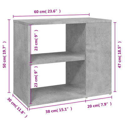 vidaXL Príručná skrinka, betónovo sivá 60x30x50 cm, kompozitné drevo