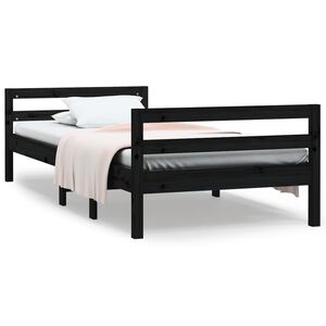 vidaXL Posteľn&yacute; r&aacute;m čierny 75x190 cm borovicov&yacute; mas&iacute;v