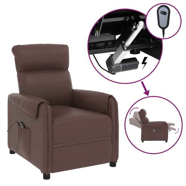 vidaXL Elektrick&eacute; skl&aacute;pacie kreslo hned&eacute; umel&aacute; koža