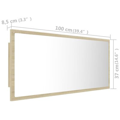vidaXL LED kúpeľňové zrkadlo dubu sonoma 100x8,5x37 cm, akryl