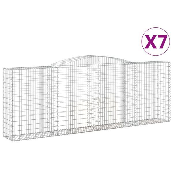 vidaXL Oblúkové gabionové koše 7 ks 400x50x140/160 cm pozink. železo