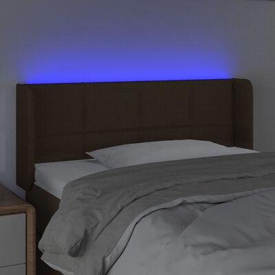 vidaXL Čelo postele s LED tmavohendé 93x16x78/88 cm látka
