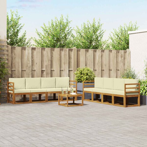 vidaXL Z&aacute;hradn&aacute; s&uacute;prava gaučov s vank&uacute;&scaron;om 9 pcs Pr&iacute;rodn&aacute; a kr&eacute;mov&aacute;