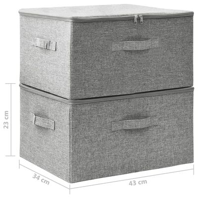 vidaXL Úložné boxy 2 ks látkové 43x34x23 cm sivé