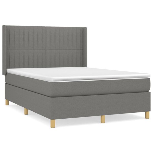 vidaXL Boxspring posteľ s matracom tmavosiv&aacute; 140x200 cm l&aacute;tka