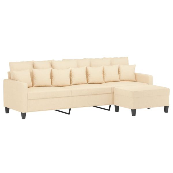 vidaXL 3-miestna pohovka s podnožkou kr&eacute;mov&aacute; 210 cm l&aacute;tka