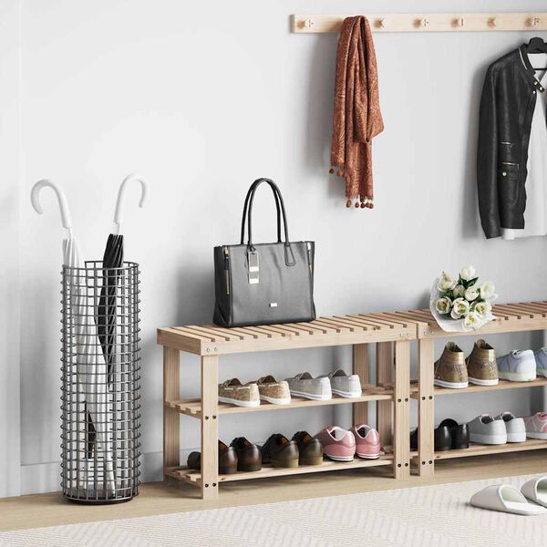 vidaXL Reg&aacute;l na top&aacute;nky s lavičkou 2-v-1, jedľov&yacute; mas&iacute;v