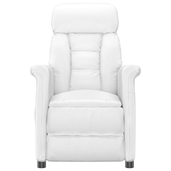 vidaXL Skl&aacute;pacie kreslo, biele, umel&aacute; koža