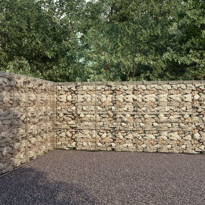 vidaXL Gabiónová stena s krytmi pozinkovaná oceľ 900x50x200 cm