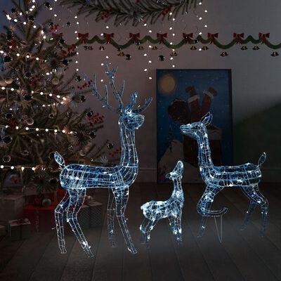 vidaXL Akrylová sobia rodinka vianočná dekorácia 300 LED studená biela