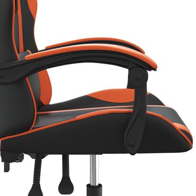 vidaXL Otočná herná stolička čierna a oranžová umelá koža