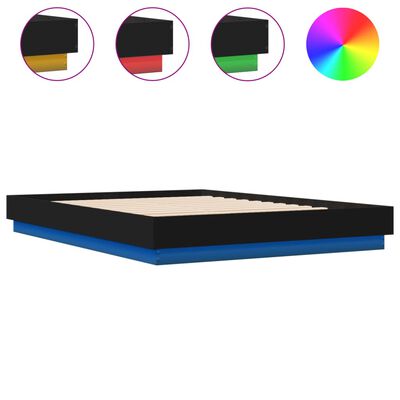 vidaXL Rám postele s LED svetlami čierny 160x200 cm